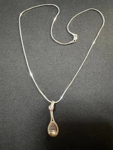 EMERALD 각인 925 실버 테니스 라켓 목걸이