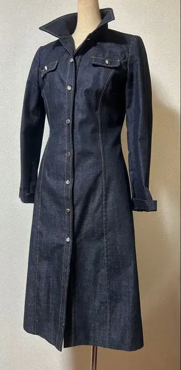 다크 데님 롱 자켓