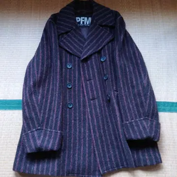 PPFM 다크 브라운 스트라이프 피 코트