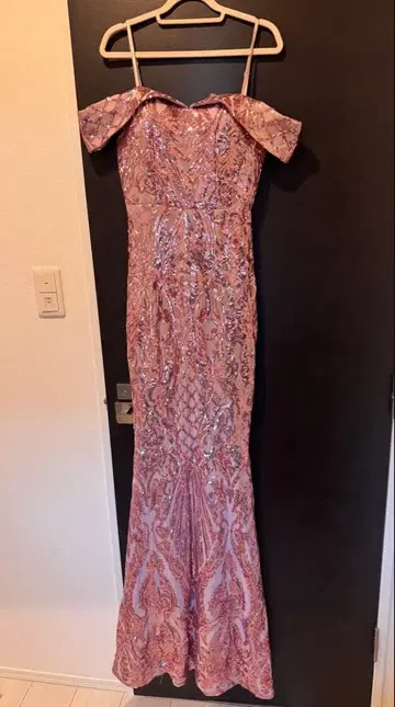 슈가 sugar 스팽글 오프숄더 롱 드레스