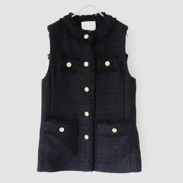 CADUNE 골드 버튼 트위드 베스트 M 사이즈 블랙 디자인 버튼