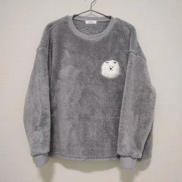 graniph 사모예드 자수 패치 플리스 트레이닝복 그레이