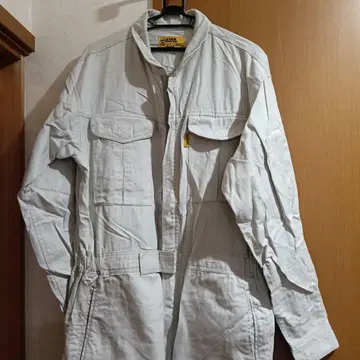 화이트 코튼 오버롤 작업용 작업복 L 사이즈