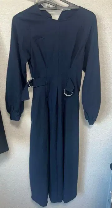 네이비 긴팔 원피스 허리 벨트 포함