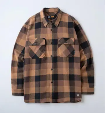 버팔로 체크 플란넬 셔츠(브라운) 사이즈 L.