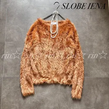 슬로브 이에나 재기 니트 스웨터 풀오버 카멜 복슬복슬