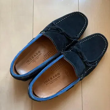 이탈리아제 INGRADO 네이비 스웨이드 로퍼 천연 가죽