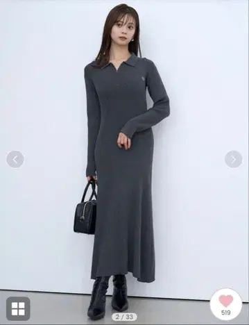 SNIDEL LACOSTE 스키퍼 리브 니트 원피스