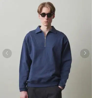 스티븐 아란 네이비 하프 지퍼 맨투맨