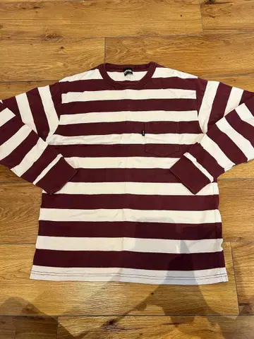 SCHOTT (샷) 보더 무늬 긴팔 T셔츠 보르도/화이트