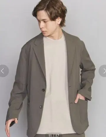 올리브 그린 테일러드 자켓 상하의 세트