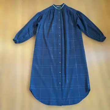 누키테파 셔츠 원피스 롱 원피스 코튼 네이비