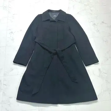 미스 준코 캐시미어 울 벨티드 코트 블랙