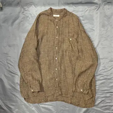 컨팩트 린넨 하운드 투스 빅 셔츠