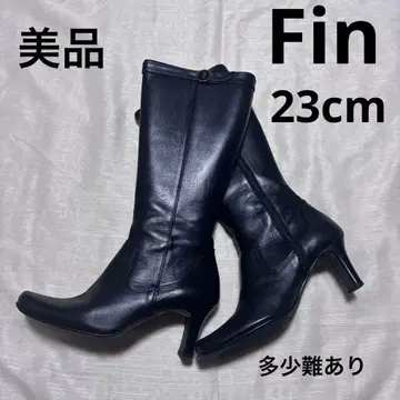 새상품급 FIN 롱 가죽 부츠 블랙 23