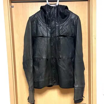 SHIPS 램 가죽 후디 블루종 양가죽 후드 자켓 M