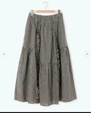 새상품 사만사 모스모스 면린넨 세로 프릴 스커트