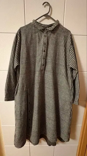 [ cloudnine ] 깅엄 체크 패턴 긴팔 튜닉 원피스