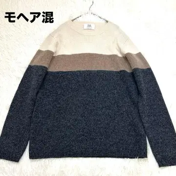 투모로우랜드 모헤어 혼방 보더 니트 스웨터 블루 웍스