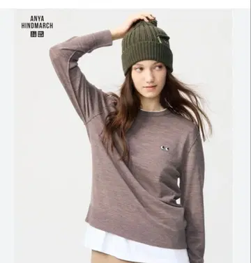 [ 새상품 ] 유니클로 안야 힌드마치 메리노 크루넥 스웨터 브라운 S