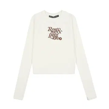 Rest&recreation 화이트 로고 긴팔 크롭 상의