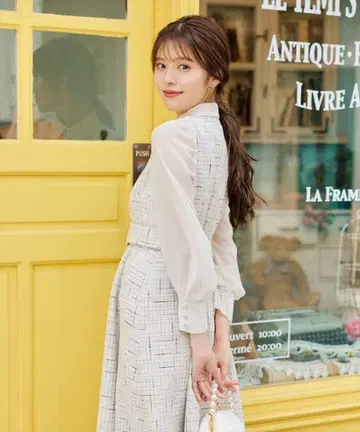 이소재 시어 슬리브 트위드 셔츠 원피스 Swingle