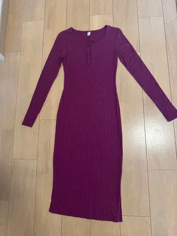 BP 퍼플 리브 니트 롱 원피스 S