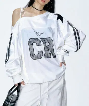 사이드 라인 레이스 로고 게임 셔츠 롱T 화이트