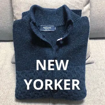 뉴요커 남성용 스탠드 카라 가디건 네이비 L 사이즈 실크 혼방