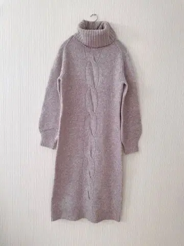 PLST/아크릴 카멜 블렌드 터틀넥 니트 원피스 M 사이즈