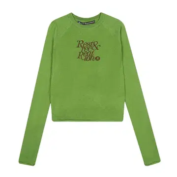 Rest&recreation 그린 로고 긴팔 크롭 상의