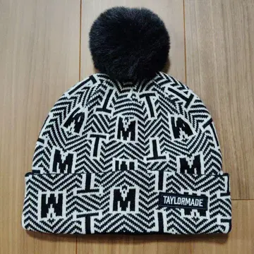 TAYLORMADE 기하학 패턴 니트 모자 폼폼 포함