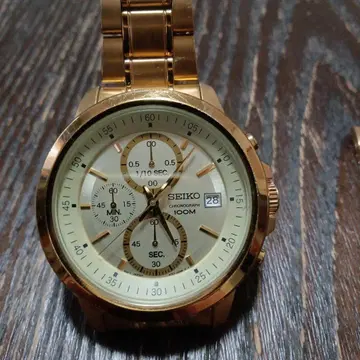 SEIKO 해외 역수입 크로노그래프 손목시계 골드 세이코