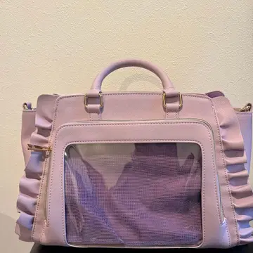 핑크 라떼 프릴 장식 라벤더 숄더백 이타백