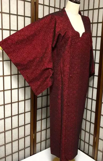 C1 순수 실크 겨울용 비로드 륜나 롱 코트 기모노