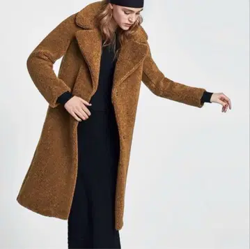 [새상품급] ZARA 테디베어 보아 롱 체스터 코트 브라운 M
