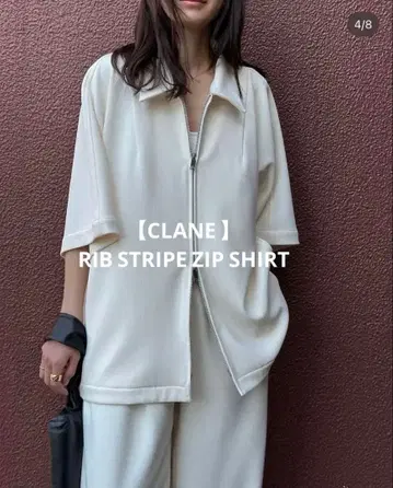 [ CLANE ] RIB STRIPE ZIP SHIRT size1