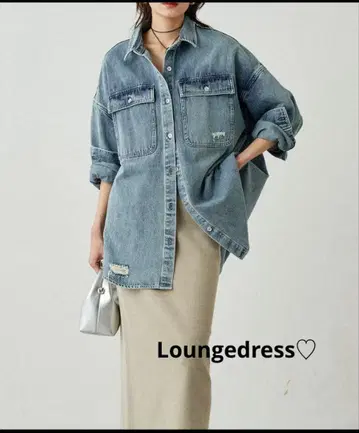 라운지드레스 데미지 데님 셔츠 블루