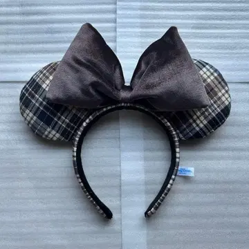 디즈니 미니 머리띠 체크 브라운