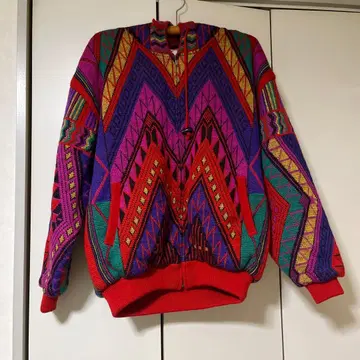 M odigliani 기하학 패턴 후드 부착 점퍼 멀티 컬러