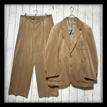 [ VINTAGE 굵은 폭 코듀로이 수트 셋업 ] 베이지 L 자수 로고