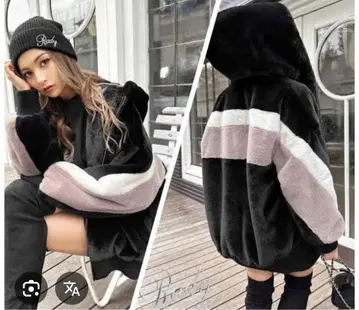 Rady 후디 퍼 블루종 자켓 블랙 x 화이트