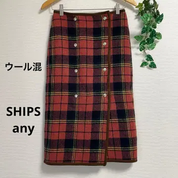 SHIPS any* 울 혼방 체크 타이트 스커트 리버서블 쉽스