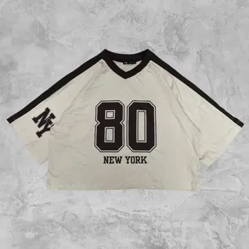 00's vintage ZARA V넥 빅 T셔츠 NY 양면 디자인