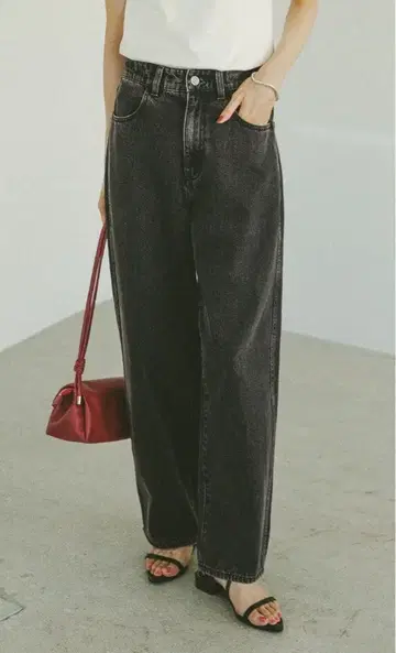 새상품 글로벌 워크 GOOD 데님 배기 팬츠 S 블랙