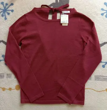 IKUKO 이쿠코 백 슬릿 리본 니트 울 미사용품