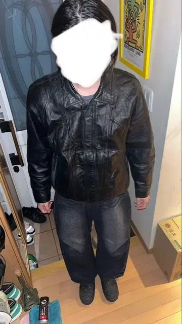 블랙 가죽 자켓 M 사이즈