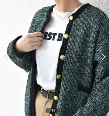 [ 새상품급 ] SHIPS 쉽스 트위드 니트 가디건 골드 버튼