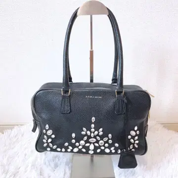 ADMJ 스와로브스키 부착 핸드백 숄더 블랙 보스턴