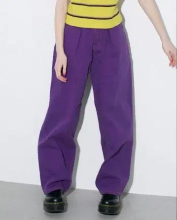 X-girl 퍼플 데님 와이드 테이퍼드 팬츠